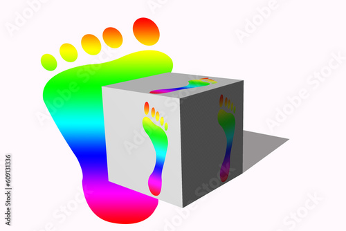 3D illustration of a colorful foot icon on a white background
