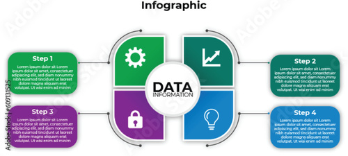 Vector infographic design template with 4 options or steps.modern infographic template with three steps design.