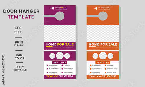 Real estate house,door hanger design template,vector door hanger.