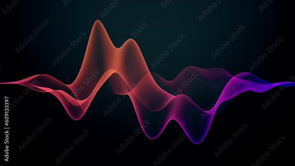 3D colourful visualisation of voice record. 4K wavy abstract animation