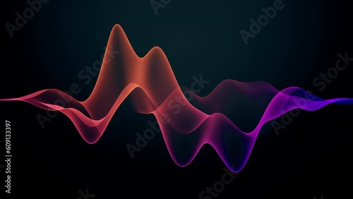 3D colourful visualisation of voice record. 4K wavy abstract animation