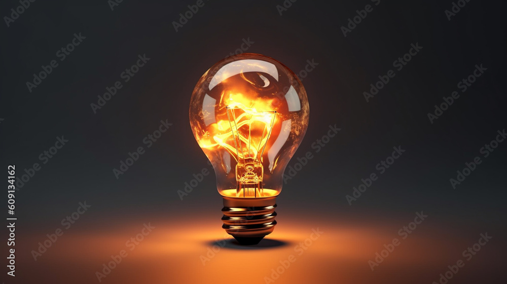 Glowing light bulb on dark background,generative ai