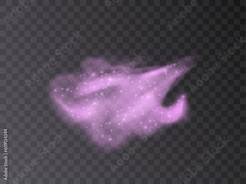 Vector background with purple shimmering bokeh, falling bright sparks, dusty glitter, blur effect	