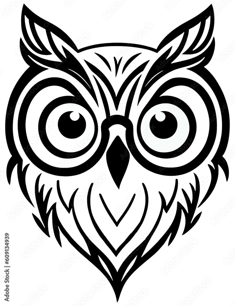 Cute geeky owl head one stroke minimalist logo Cute geeky owl head one stroke minimalist logo