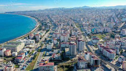 city and sea aerial view photo