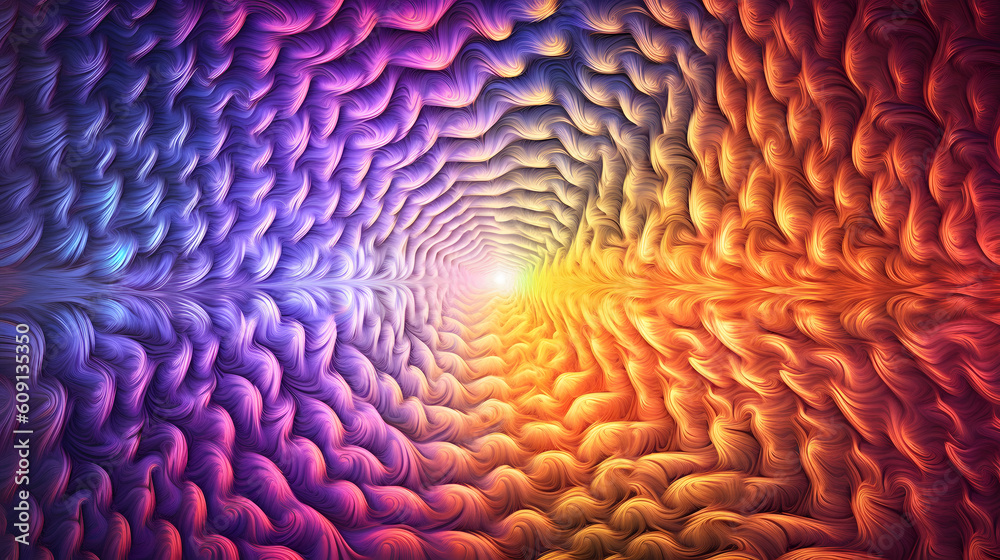 Chromatic waves pulsating and radiating from a central point created with Generative AI technology