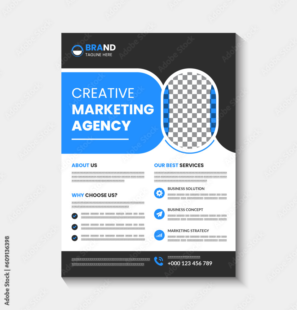 Obraz premium Corporate business digital marketing flyer design template a4
