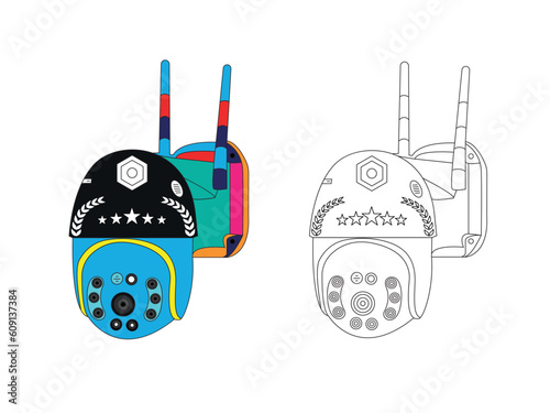 Security Camera Icon Vector, cc tv vector symbol. CC TV Camera vector icon. Wireless CC tv camera isolated white background