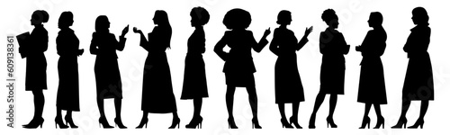 Vector illustration. Silhouette of women businesswoman. Big set.