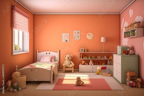 stock photo of nursery room in kids room at home AI Generated