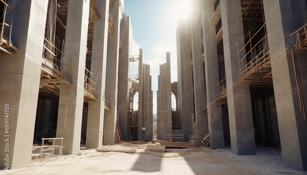 Fototapeta premium Construction of Concrete Cathedral Modern Architecture