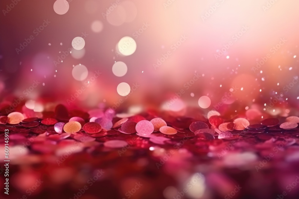 abstract pink glitter background. Defocused bokeh on a blue background and texture. Generative AI