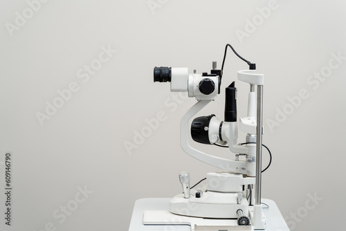 Slit lamp to diagnose the eyes and cornea. Slit lamp for ophthalmologist for examination eye and cornea of patient.