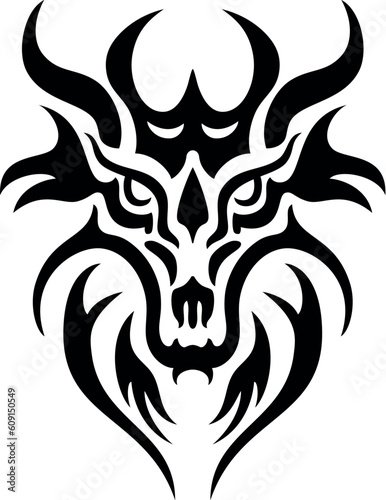 Black devil tribal tattoo, isolated