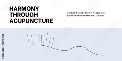 Acupuncture Treatment Banner on White and Blue Background. Stylish Banner with Text and Icon for Healthcare and Medical