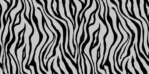 Tiger black gray seamless pattern. Vector animal skin print. Fashion silver organic texture.