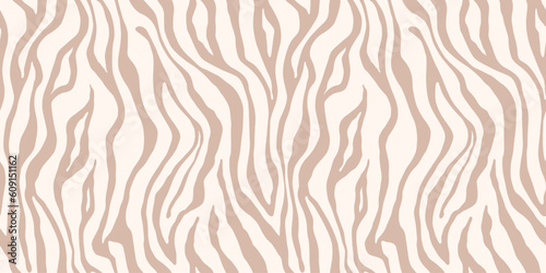 Tiger white beige seamless pattern. Vector animal skin print. Fashion organic texture.
