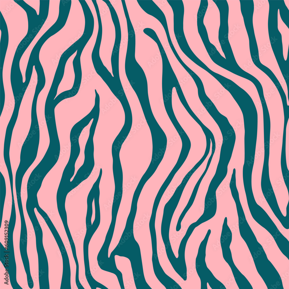 Tiger pink green seamless pattern. Vector animal skin print. Fashion organic texture. Tiger pink green seamless pattern. Vector animal skin print. Fashion organic texture.