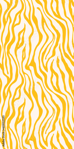 Tiger white yellow seamless pattern. Vector animal skin print. Fashion organic texture.
