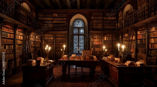 A cozy library made with Generative AI