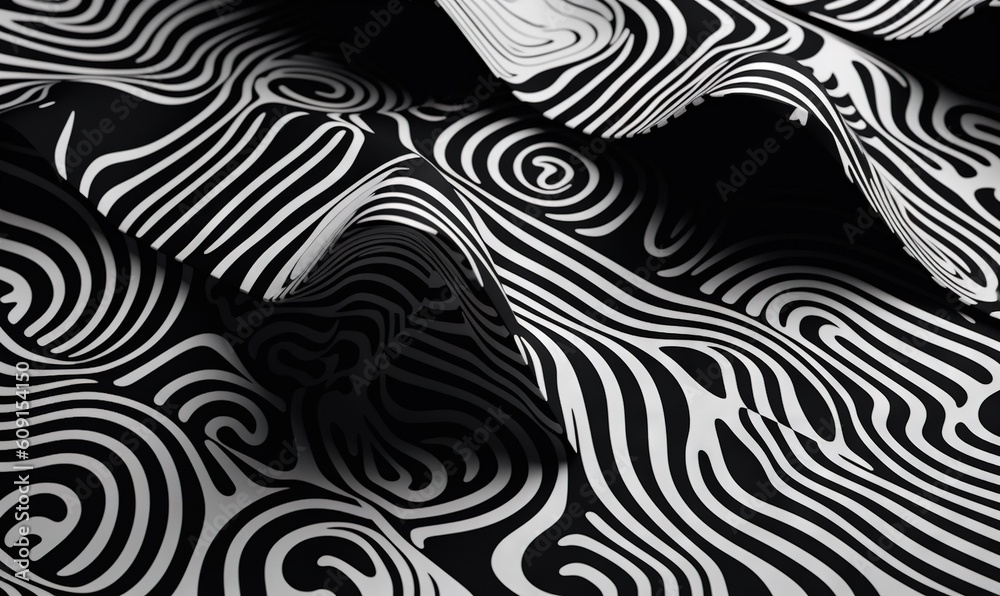 a black and white photo of a wavy pattern on a surface. generative ai a black and white photo of a wavy pattern on a surface. generative ai