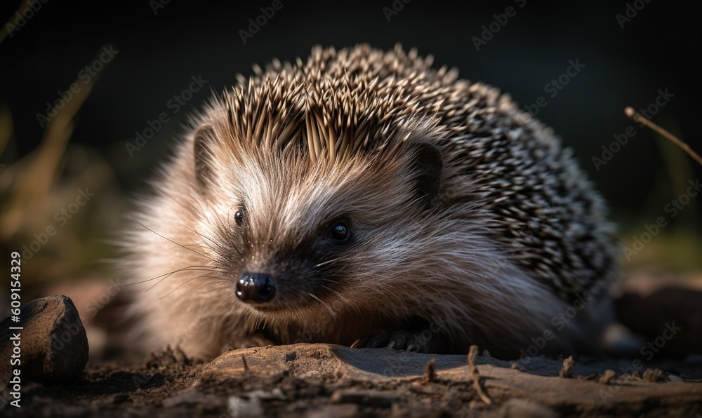 a small hedgehog is walking on the ground in the sun. generative ai a small hedgehog is walking on the ground in the sun. generative ai