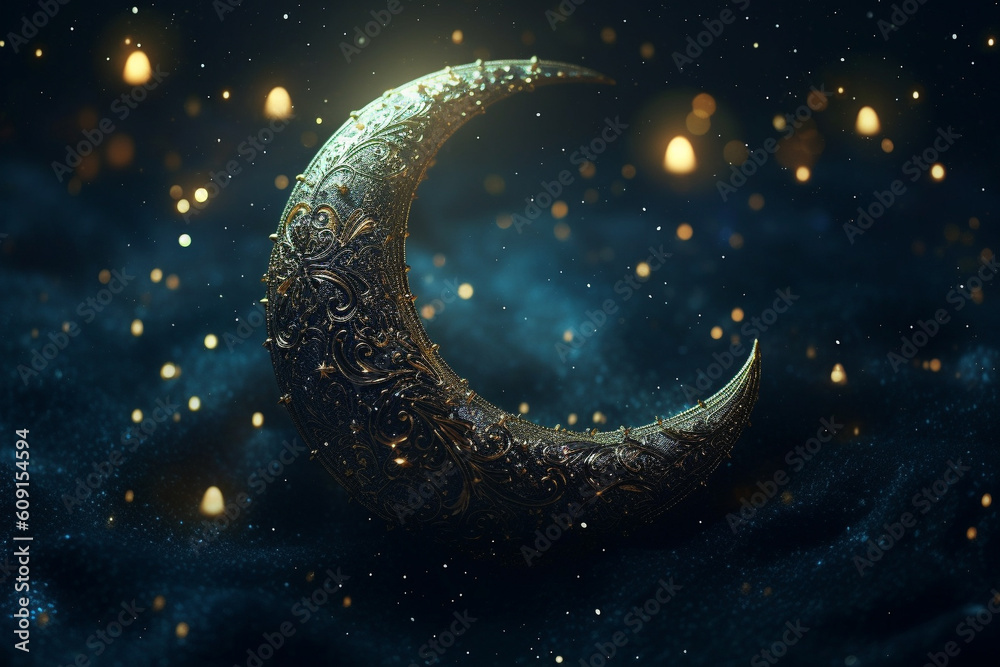 Fototapeta premium Generative AI Creates Eid ul Azha Greetings Islamic Background