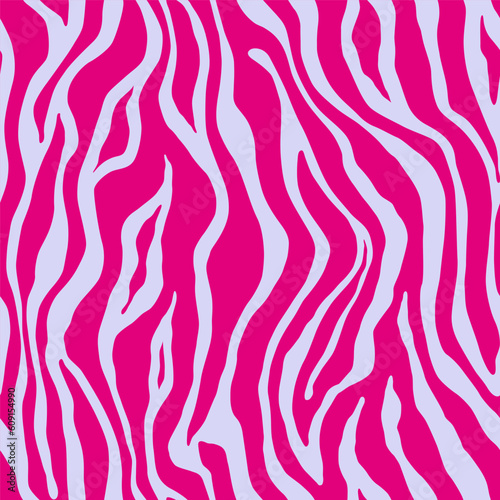 Tiger pink purple seamless pattern. Vector animal skin print. Fashion organic texture.