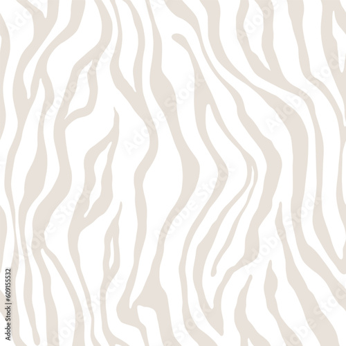 Tiger white beige seamless pattern. Vector animal skin print. Fashion organic texture.