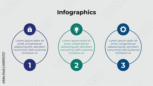 Timeline infographic template design with arrows and circles. Business concept with 3 options, steps, sections. modern infographic template with three steps design