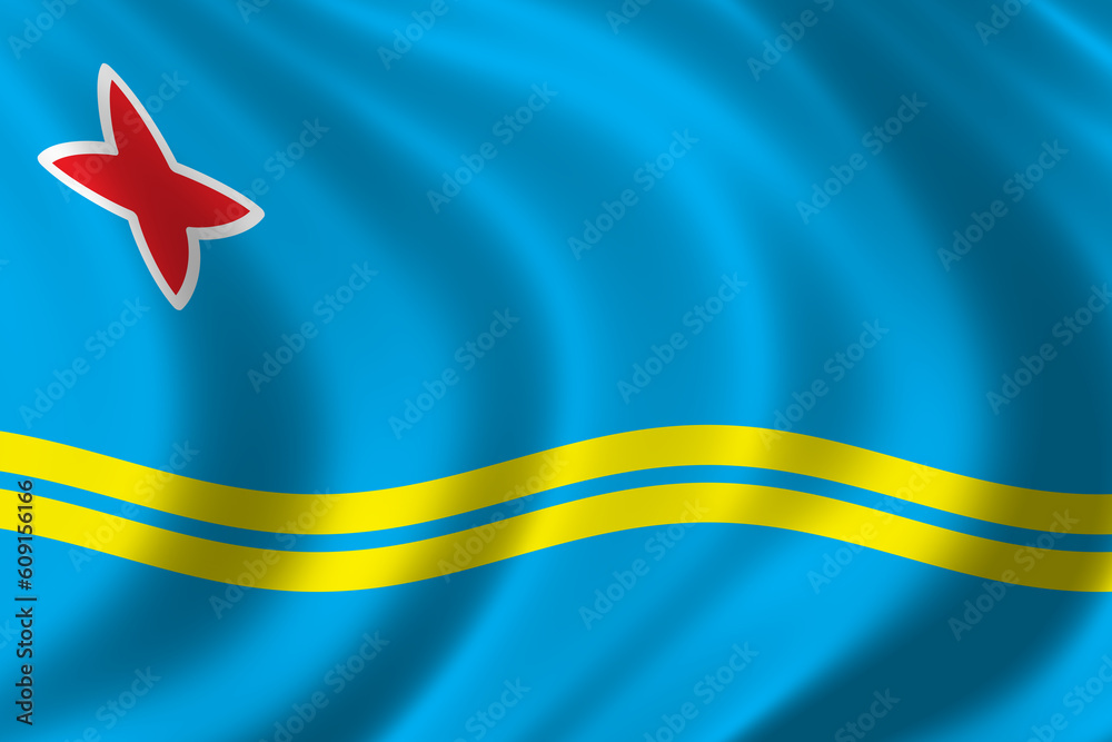 Flag of Aruba waving in the wind