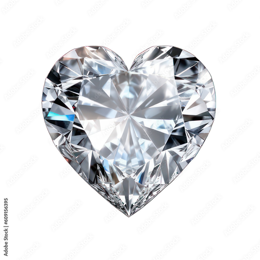 Diamond heart cut isolated on white created with Generative AI Diamond heart cut isolated on white created with Generative AI