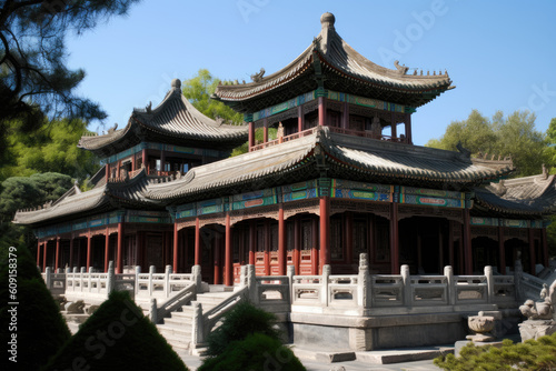 Several resplendent Chinese palaces. AI
