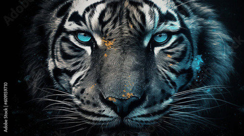 Tiger head with grunge effect. Abstract tiger portrait. generative ai