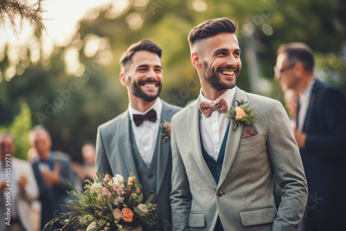 Happy wedding created with Generative AI technology
