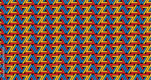 Beautiful triangle illusion based on indigenous att with three primary colors