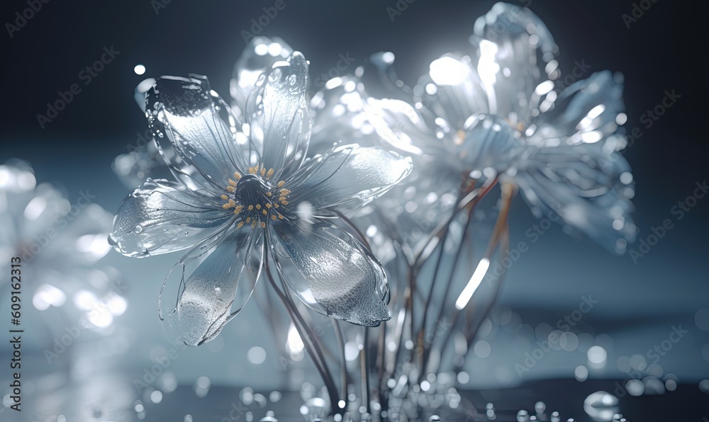 a close up of a flower with water droplets on it. generative ai a close up of a flower with water droplets on it. generative ai