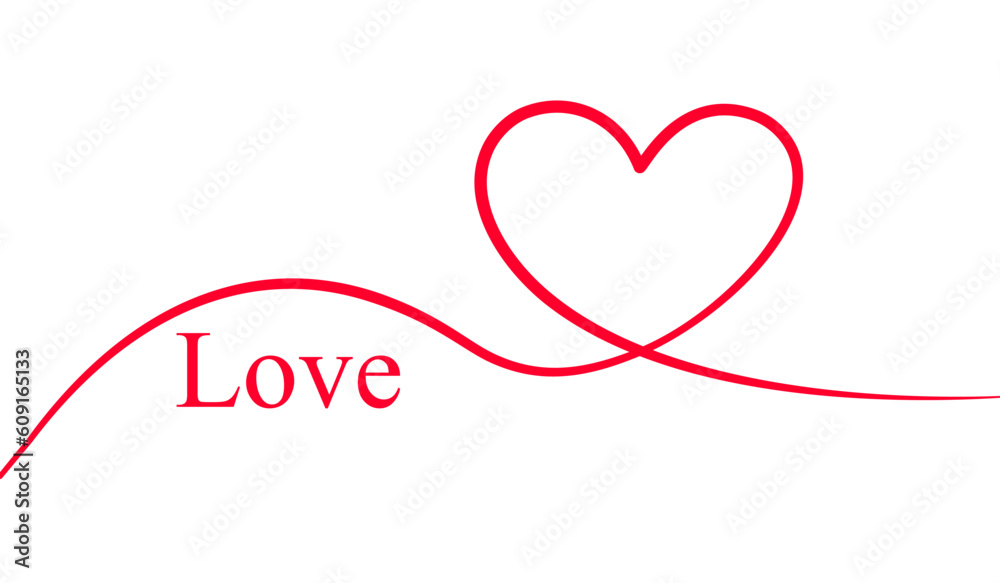 Heart Line Curve Love Dad Mom Valentine’s Day Father Mother Day International Women Day Couple Wedding Red Minimal Transparent Background Border Frame Element Design Decoration Vector