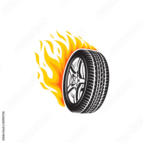Vector fire wheel logo design template illustration