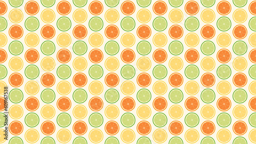 オレンジライムレモン柑橘スライスパターン背景