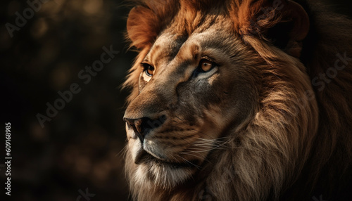 Majestic lion staring with strength in wilderness generated by AI © Jeronimo Ramos