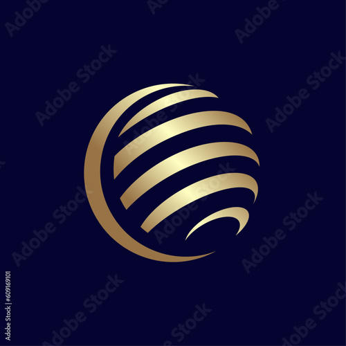 Vector golden abstract globe logo design template
