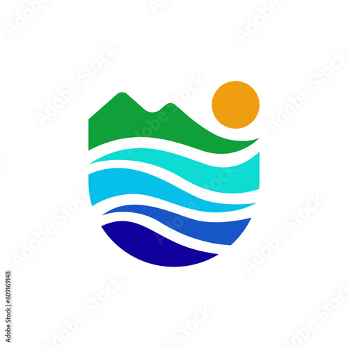 Landscape, environment and nature logos with the concept of forming the letters u are fun and colorful