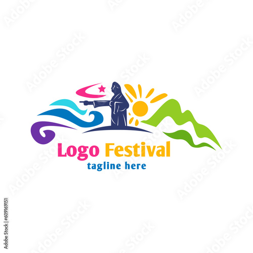 Tourism, carnival and aniversary logos with fun and colorful concepts photo