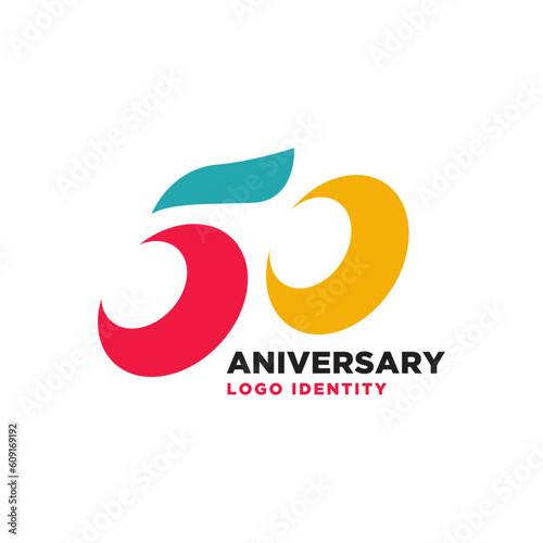 Logo number 50 aniversary with the concept of brush, tourism, and festival