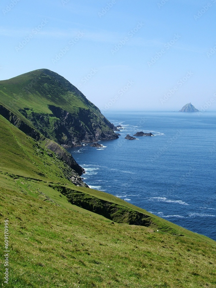 The coastline of the largest of the blasket island in ireland