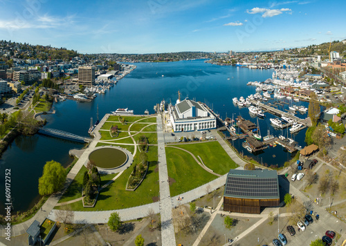 South Lake Union from Above- Wide Angle Aerial View, Seattle