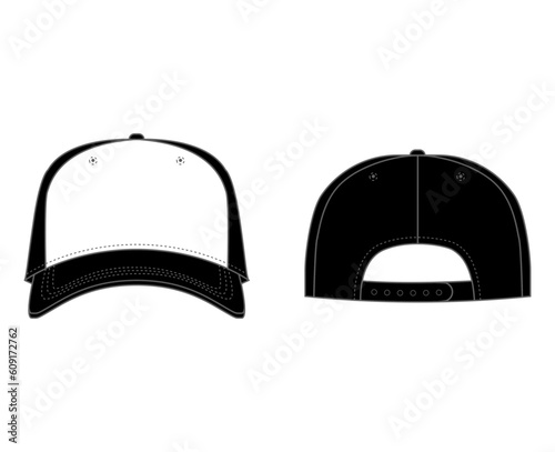 Blank black Trucker Hat Vectorize for designers, Front and Back View