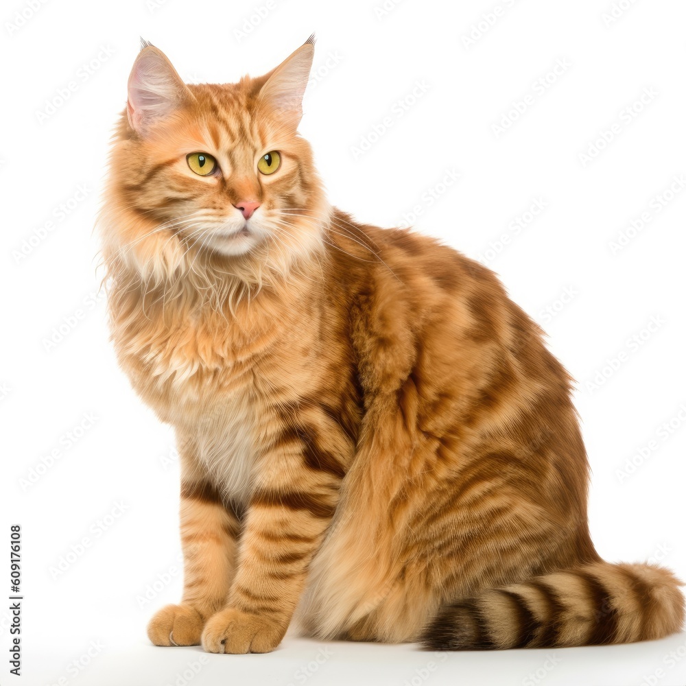 American Bobtail cat isolated on white background. Generative AI