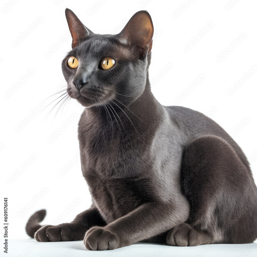 Bombay Shorthair cat cat isolated on white background. Generative AI Bombay Shorthair cat cat isolated on white background. Generative AI